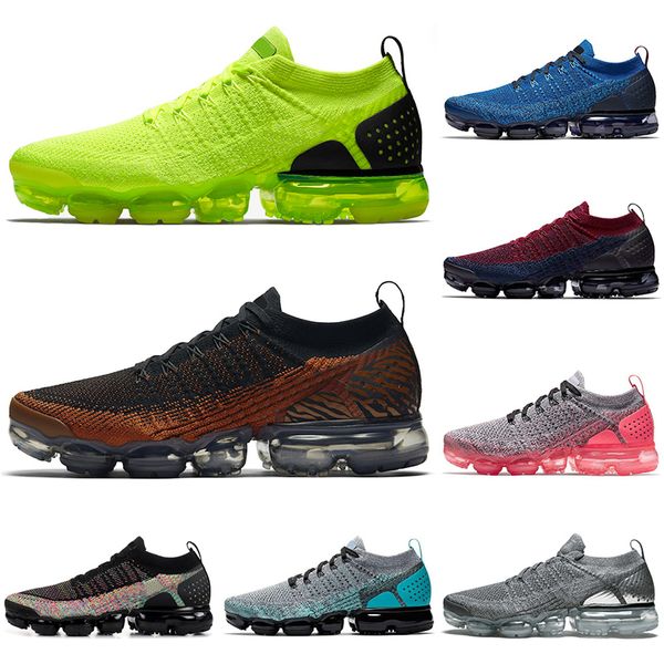 

new fly air 2.0 running shoes men women volt triple black white olympic knit mens trainers cushion athletic sneakers sports size 36-45, White;red