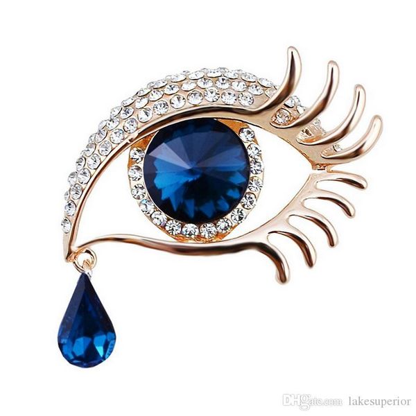 

women rhinestone tear of angel brooch crystal eye brooch suit lapel pin for gift party fashion jewelry shirt accessories, Gray