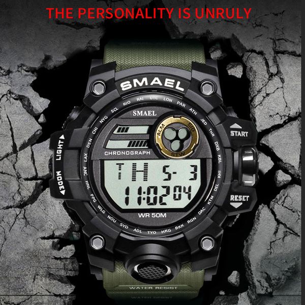 

smael men watches sport military smael s shock relojes hombre casual led clock digital wristwatches waterproof 1545d sport watch alarm nice, Slivery;brown