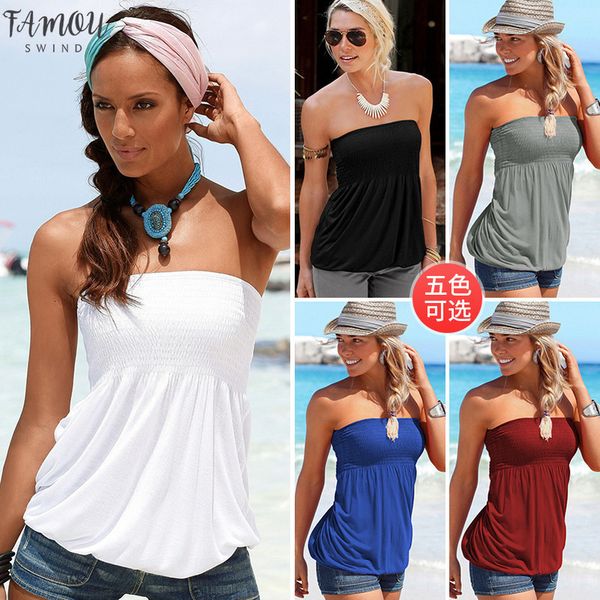 

summer beach women white shirt 2020 off shoulder strapless women t shirt female casual t shirt plus size clothing
