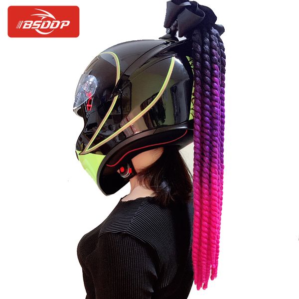 

70cm motorcycle helmet dreadlocks women helmet dreadlocks ponytail braid punk hair decoration for mt07 mt-01 mt-09 r6 r1