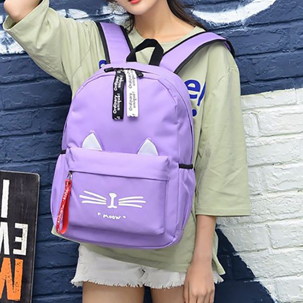 

new cartoon backpack canvas backpack girl cute cat ear student bag mini bag