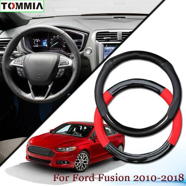 

anti-slip carbon fiber leather car steering wheel cover for ford fusion 2010-18