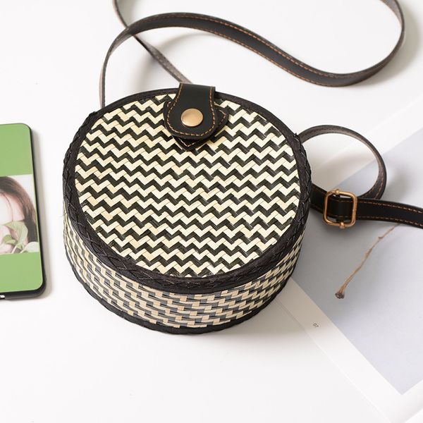 

handmade bamboo square pu leather buckle bag ladies summer travel beach bag wave pattern crossbody 2020 bohemian