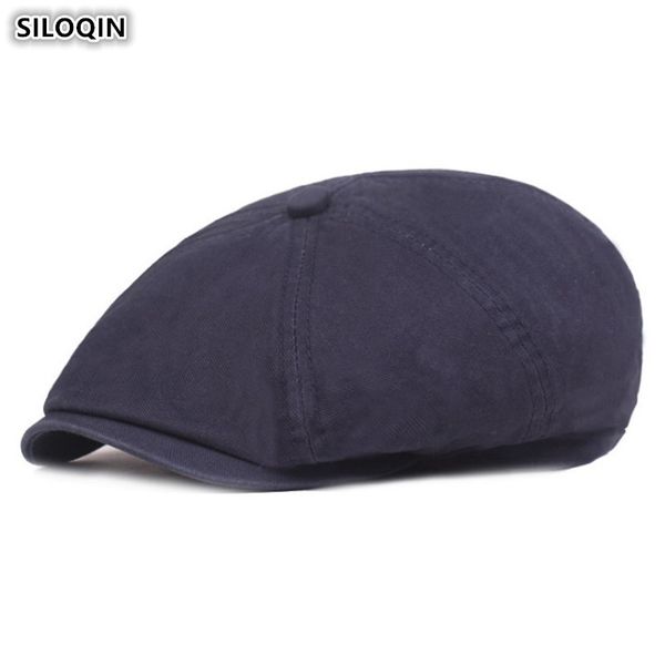 

siloqin men's hat cotton berets snapback cap fashion simple literary youth male caps dad's beret hats sombrero de hombre, Blue;gray