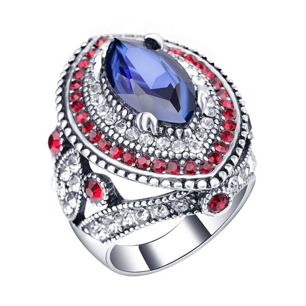 

2018 crystal ring fashion retro jewelry white zircon wedding rings for women, Slivery;golden