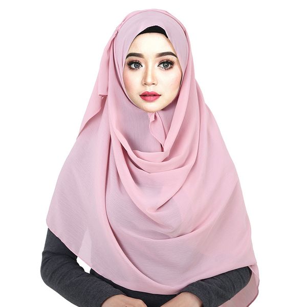 

2019 new summer malaysia indonesia women plain bubble chiffon scarf hijab wrap solid color headband muslim hijabs scarves shawls, Blue;gray