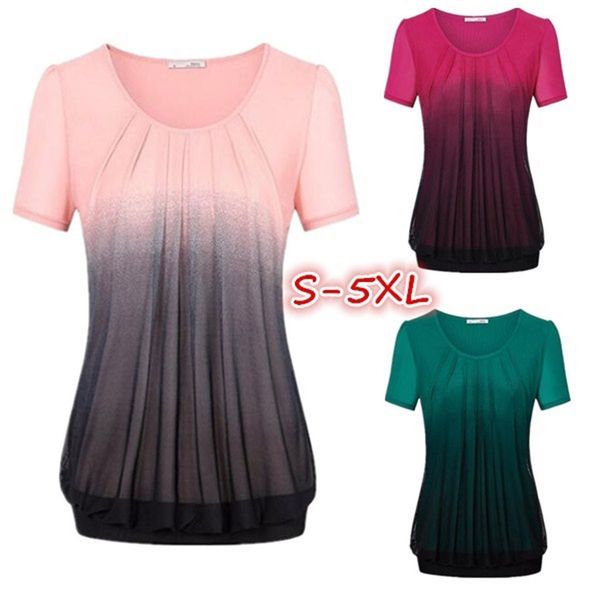 

женщины одежда женская тенниска женщины повседневная рубашка gradient printed плиссе tribal плюс размер тенниска топы мода t shirt женщины d, White