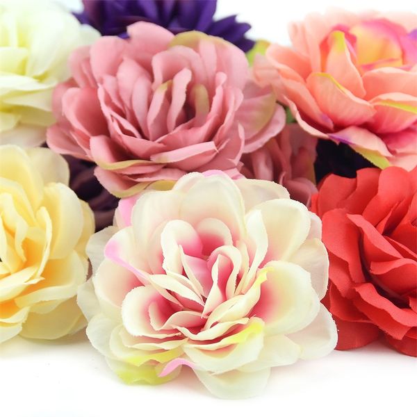 

10pcs 7cm rose artificial silk rose flowers wall heads for home wedding decoration diy wreath accessories craft fake flower