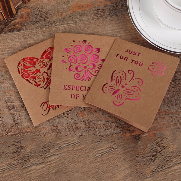 

10pcs creative greeting paper card universal gift card leather hollow pattern birthday exquisite popular greeting