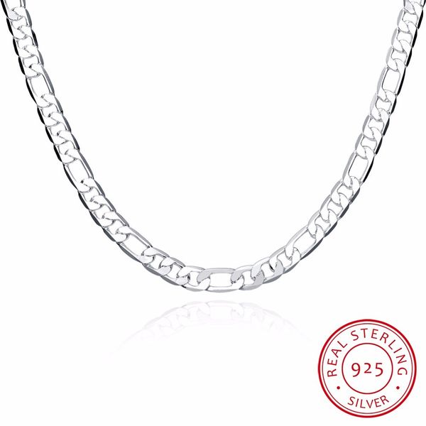 

lekani 20 inch 10mm trendy men 925 silver necklace chain for women party fashion silver figaro chain necklace boy accessories