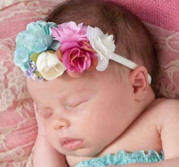 

дети младенческой принцесса цветочная baby boy девушка оголовье головной убор аксессуары красный розовый цветочные диапазона волос, Slivery;white