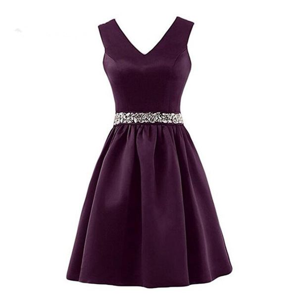 

capped v neck satin bridesmaid dress 2020 beaded party dresses lace up bridesmaid gowns burgundy grape red, White;pink