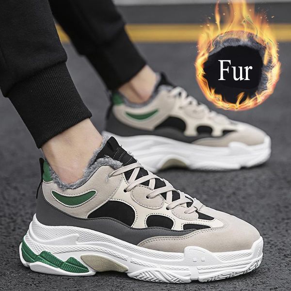 

men boots winter with fur nice warm snow boots men winter shoes footwear fashion sneakers shoes, Black