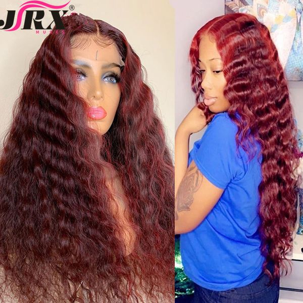 

#99j burgundy lace front human hair wigs deep wave #1b human hair wig 150% 180% density wigs, Black;brown