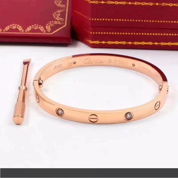 

классический модный бренд дизайнер ювелирных изделий розовое золото 316l стерлингового серебра cartier браслет с оригинальной коробке, как м, Golden;silver
