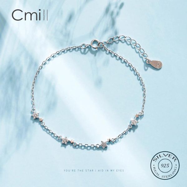 

cmill 925 sterling silver bracelet zircon crystal star charm bangles women girls summer jewelry nice gifts, Golden;silver