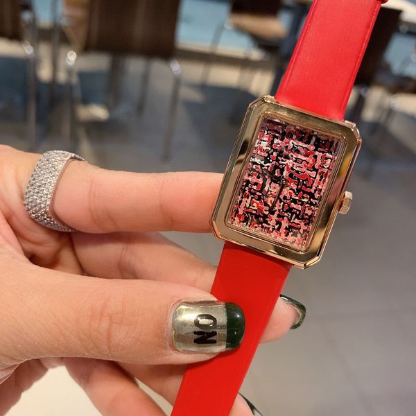 

fashion dress watch woman colourful dial quartz wristwatch rectangle women leather strap female clock relogio montre femme girl gift, Slivery;brown