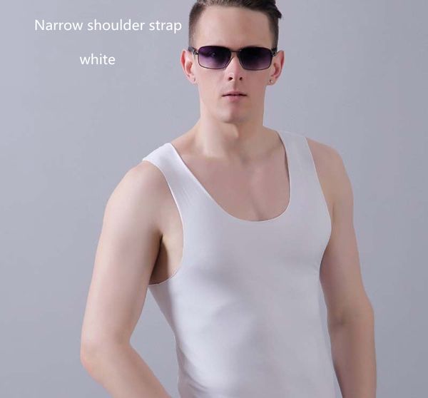 

new outdoor men's ice silk seamless jogging vest fitness playing slim sports quick-drying sleeveless bottoming man undershirt workout, White;black