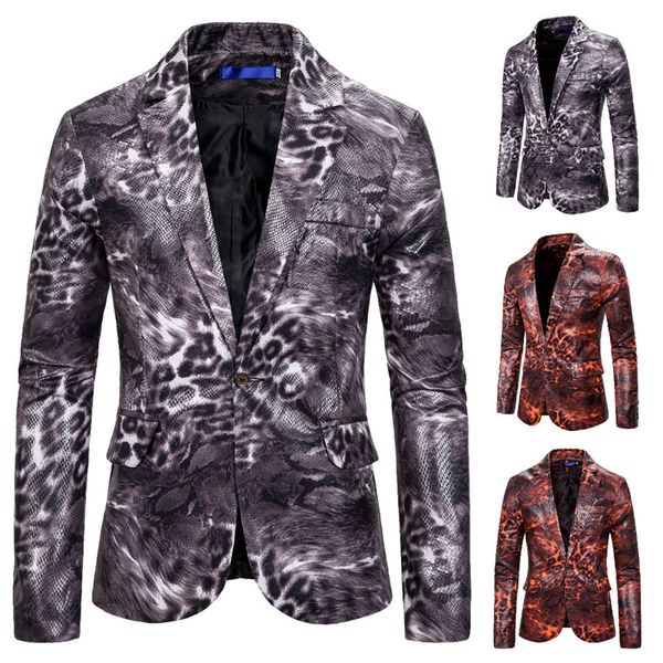 

male motorcycle style grey snakeskin pattern unique design blazer coats men's party talicoat nightclub singer performance wear, White;black