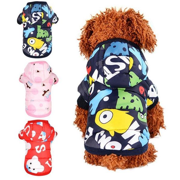 

new dog printing clothes winter warm dog jacket coat puppy clothing hoodies outfit for pet dogs yorkshire chihuahua xs-xl 0
