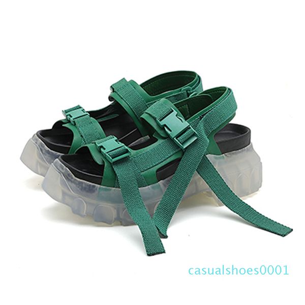 

platform women owens sandals thick soled heels shoes height increaming women buckle beach sandals transparent heel cc1, Black