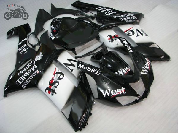 

high grade chinese fairing kits for kawasaki ninja 2007 2008 zx6r 07 08 zx-6r zx 636 black west abs plastic fairings motorcycle bodykit