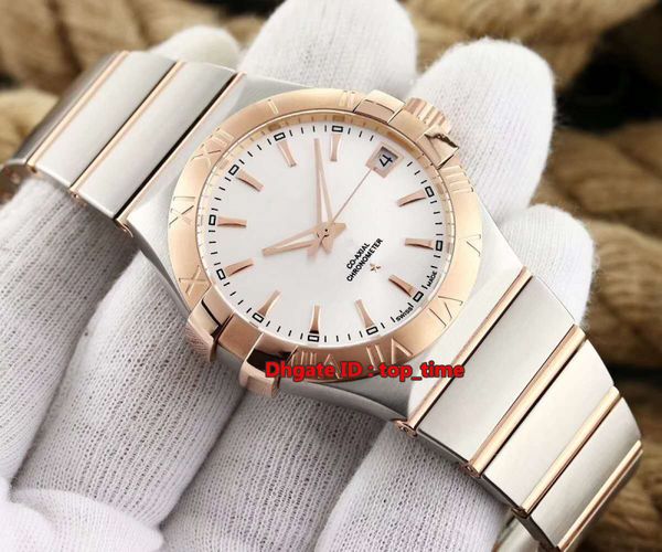 

6 style 38mm co-axial chronometer cal.8500 automatic mens watch 123.20.38.21.02.001 sapphire silver dial two-tone stainless steel strap, Slivery;brown