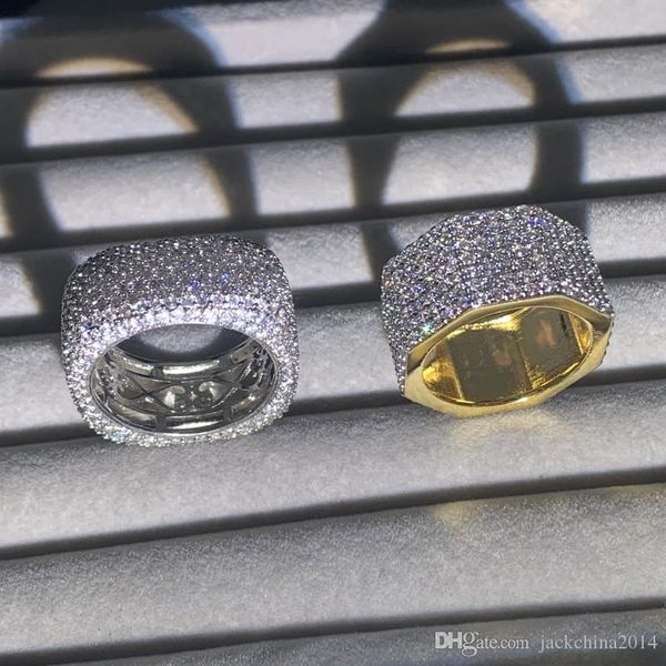 

hip hop роскошные ювелирные изделия стерлингового серебра 925 pave полный белый сапфир cz алмазный gemstrones неравномерность женщины обруча, Slivery;golden