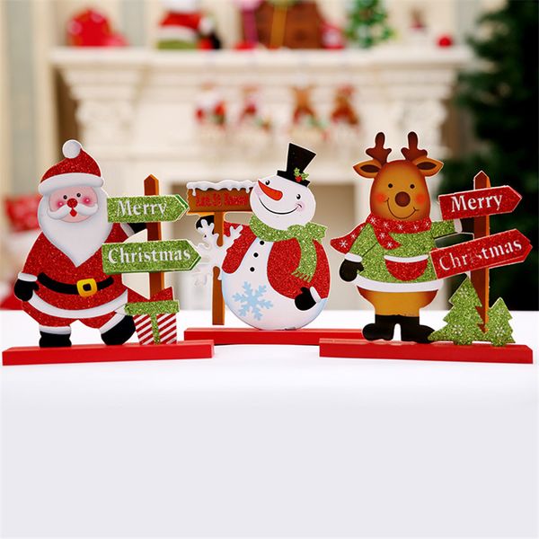 

christmas wood santa claus elk snowman xmas home table ornaments wood crafts showcase decor noel new year decoration