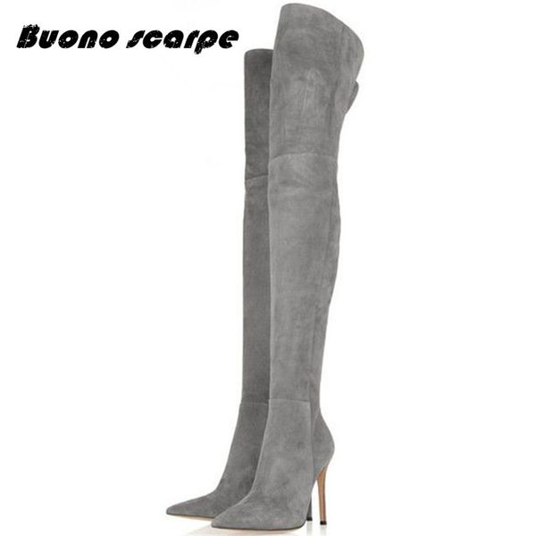 

buonoscarpe fashion women winter over knee long boots women sper thin high heels autumn comfort stretch height boots shoes woman, Black