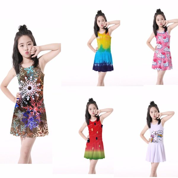 

children's 2019 new swimsuit dress 6 7 8 years old watermelon printed dress pineapple pattern halloween party clothing, Black;red
