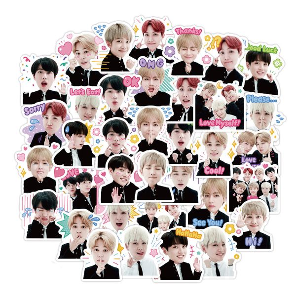 

40 шт бтс bangtan boys водонепроницаемые наклейки для путешествий сумки для ноутбука скейтборда гитара автомобиля велосипеда