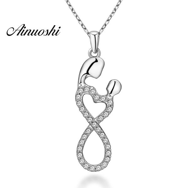 

ainuoshi роскошные 925 серебряный кулон ожерелье sterling для женщин twisted 8 форма mom длинные цепи ожерелье свадебные серебряные ювелирны, Silver