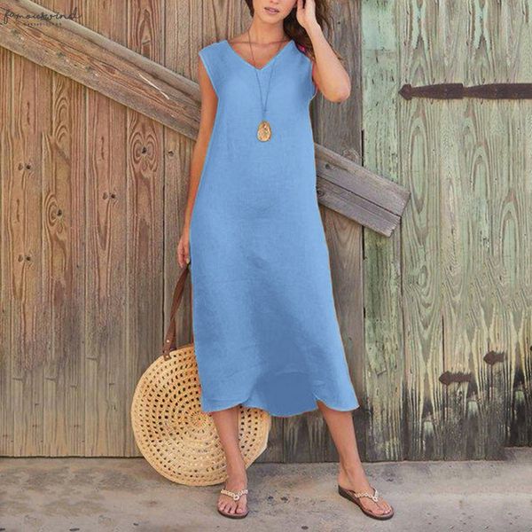 

maxi summer dress sleeveless solid color v neck casual ladies loose long dresses women summer maxi beach sukienka letnia 15, Black;gray