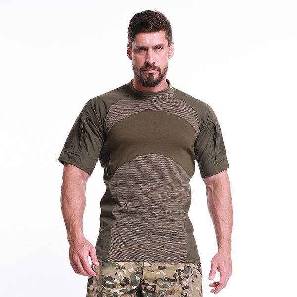 

new quality men's tactical combat shirt breathable cotton army assault camo short sleeve t shirt outdoor sports, Gray;blue