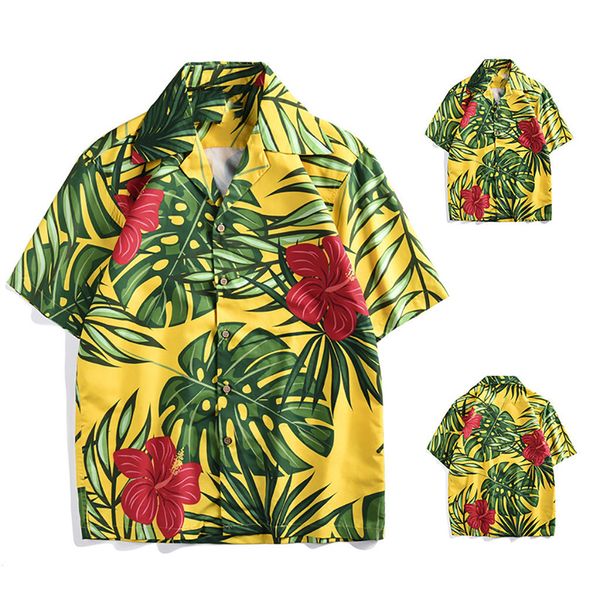 

2019 new arrivals male casual male hawaiian shirt spring and summer fashion couple personal printed short-sleeved beach, White;black
