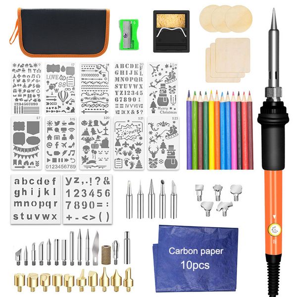

multifunction wood burning kit 60w pyrography wood burning embossing soldering pen diy carving pyrography set tools