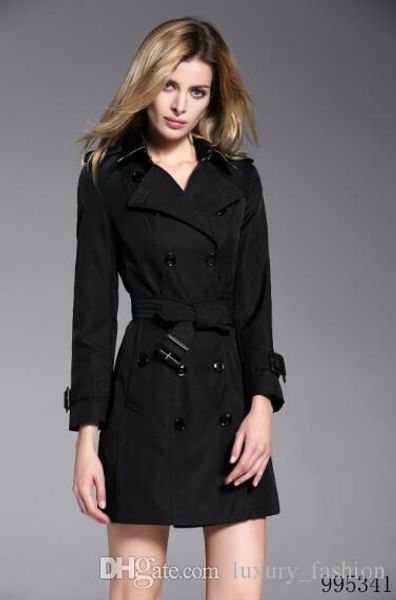 

classic women england british double breasted trench coat brand designer belted slim trench for women size s-xxl u1, Tan;black