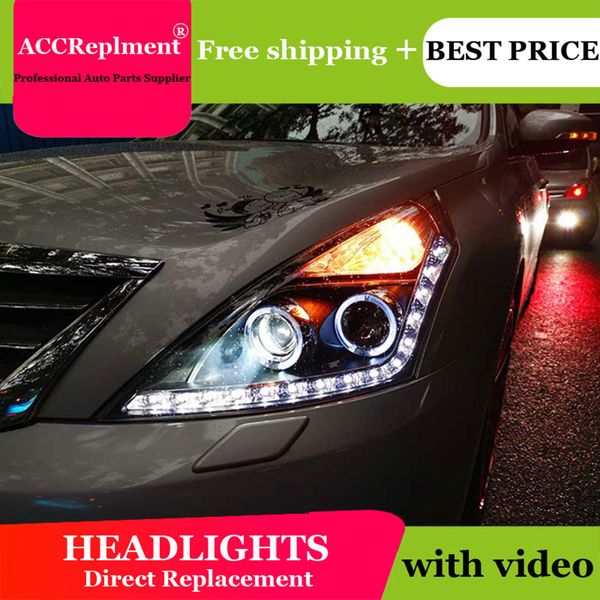 

car styling for altima headlights 2008-2012 led headlight led drl h7 hid bi-xenon double lens low beam