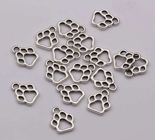 

150pcs / серия цинковый сплав серебра антиквариата 11x13mm hollow paw печати шарм подвеска diy ювелирных fit браслеты ожерелья драгоценные а, Bronze;silver