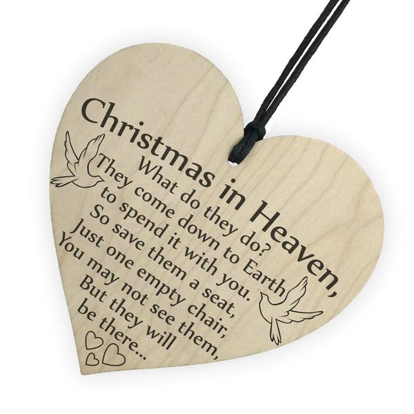 Ornamento do Natal por Árvore Decoração Xmas In Heaven Madeira Coração Plaque Entrar Amizade Decoração Pingente