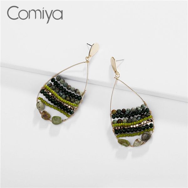 

comiya water drop earrings gold color circle pendant acrylic beads fashion jewelry brincos korean bijoux mujer dangle earring, Silver