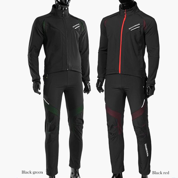 

rockbros велоспорт велосипед с длинным рукавом куртки pant наборы зимняя термальная ватки джерси ветрозащитный отражающие спортивная одежда