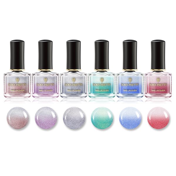 

born pretty 6ml thermal nail polish temperature color changing colorful glitter peel off nail art varnish manicure diy