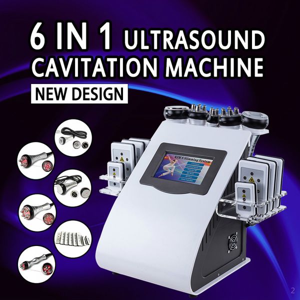 

2020 new style 6 in1 weight loss body slimming machine with 40k ultrasonic liposuction cavitation radio frequency rf & 8 pads lipo laser