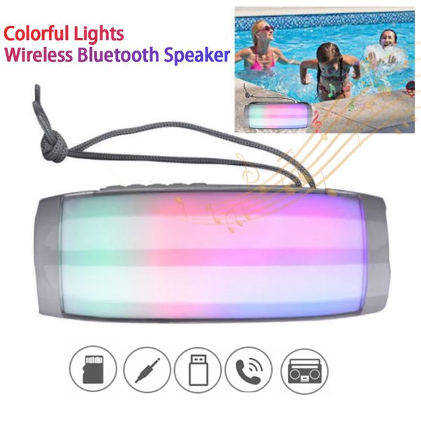 

new tg157 led flashing light bluetooth speaker portable with rope outdoor loundspeaker 1200 mah fabric waterproof subwoofer fm radio