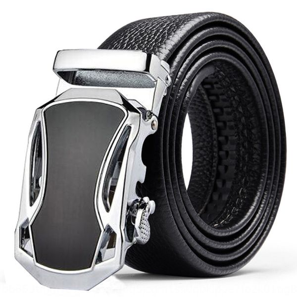 

double-sided grain cowhide men's leather belt premium sports car casual automatic buckle belt belts, Black;brown