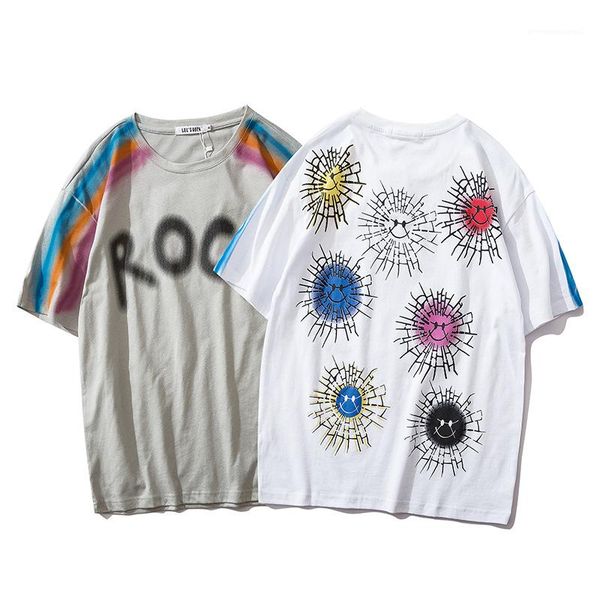 

одежда мужская конструктор цветочный tshirts мужчины женщины пара отпечатано вскользь тройники high street fashion шею с коротким рукавом st, White;black