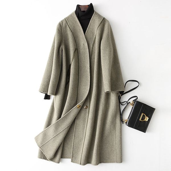 

women's wool & blends coat women 4040 spring cashmere jackets long double female outerwear casacos 38503 wyq3390, Black